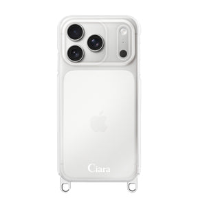iPhone17Pro ストラップクリアケース ロゴ シルバー