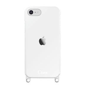 iPhone7/8/SE2/SE3 ストラップクリアケース ロゴ シルバー