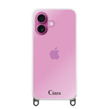 iPhone16 ストラップクリアケース ロゴ ブラック
