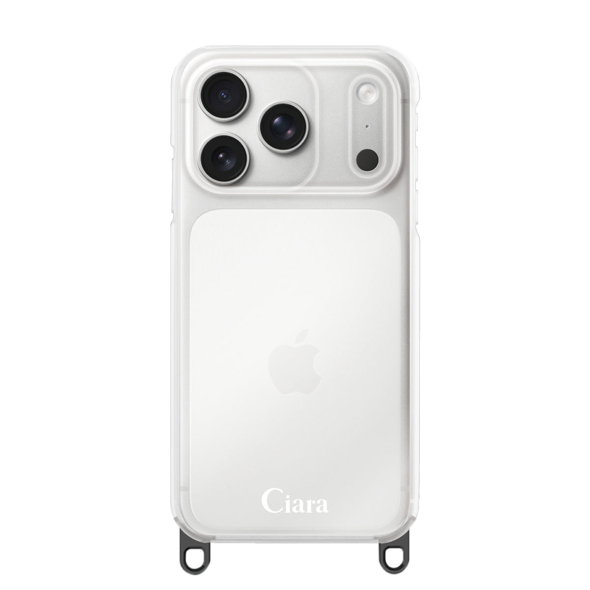 iPhone17Pro ストラップクリアケース ロゴ ブラック