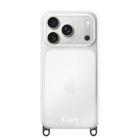 iPhone17Pro ストラップクリアケース ロゴ ブラック