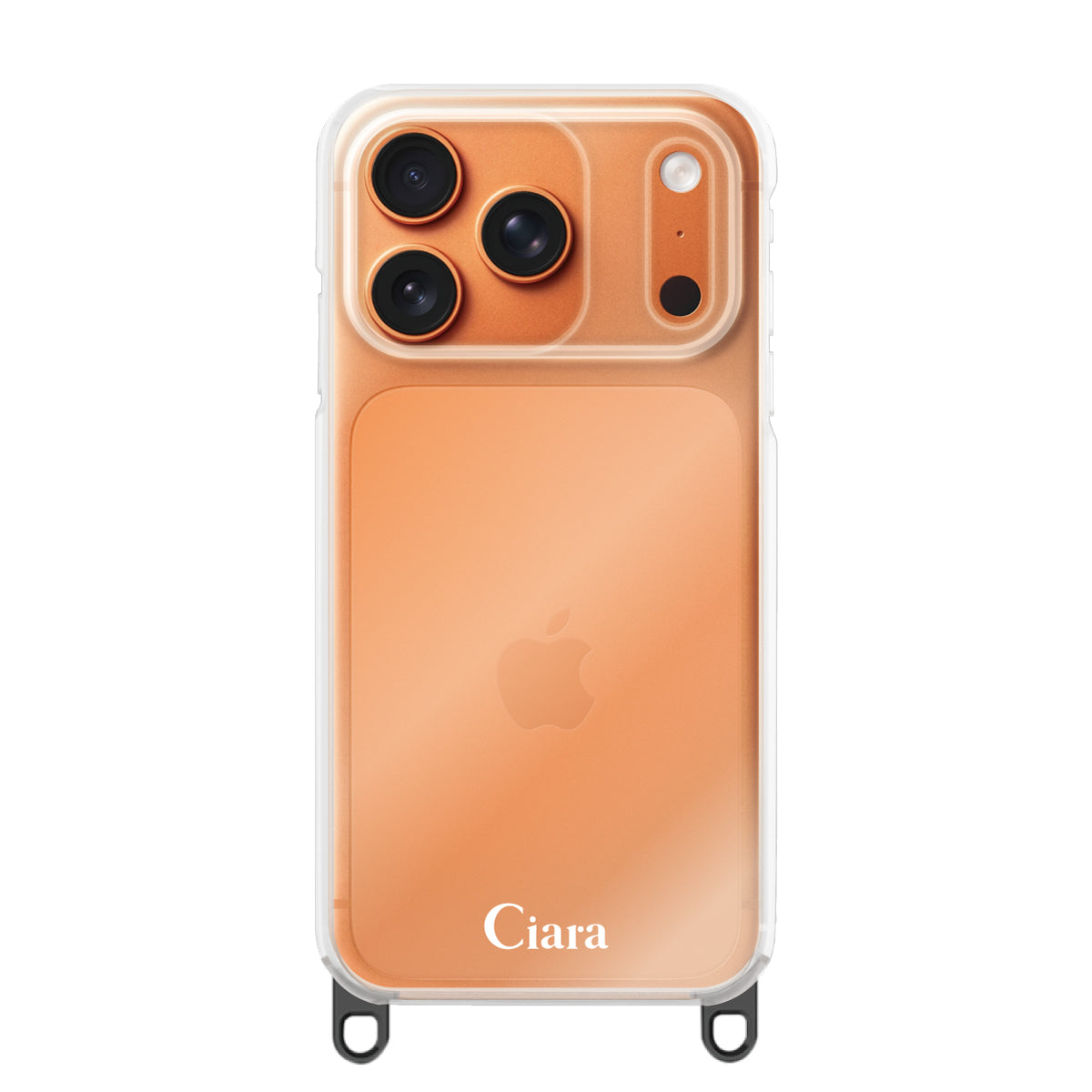 iPhone17ProMax ストラップクリアケース ロゴ ブラック