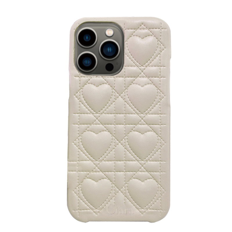 iPhoneケース ハートキルティング PUレザーケース ロゴ