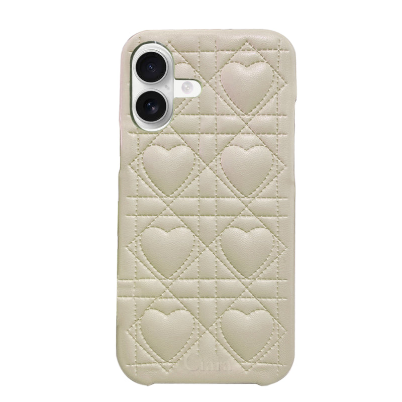 iPhoneケース ハートキルティング PUレザーケース ロゴ