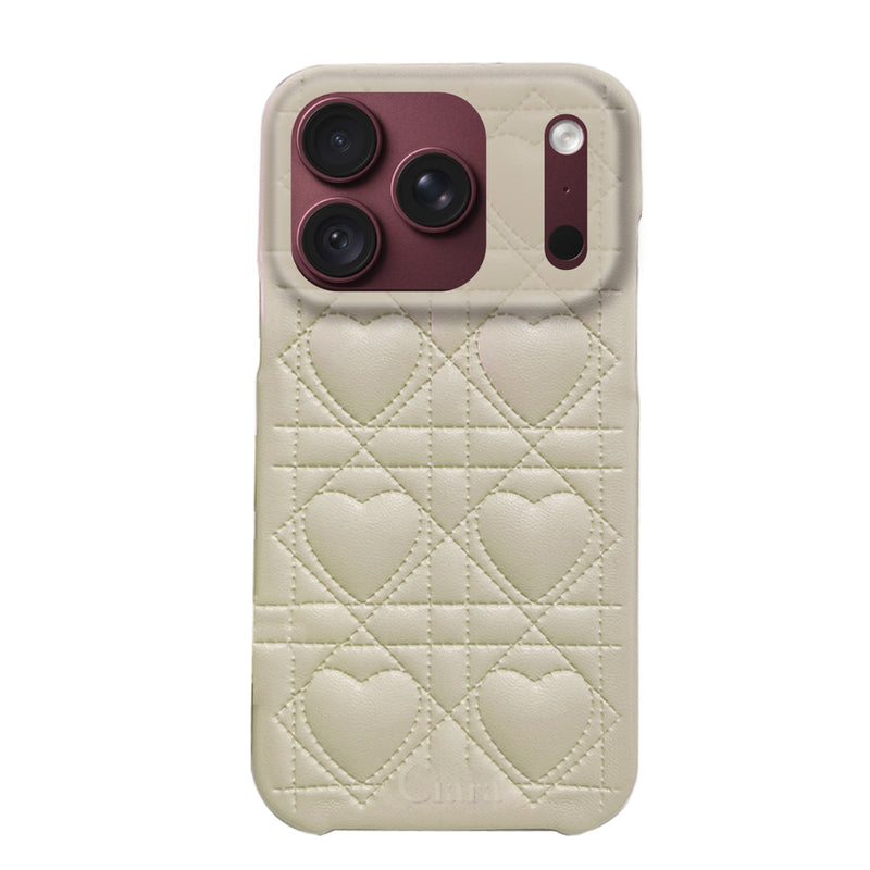 iPhoneケース ハートキルティング PUレザーケース ロゴ