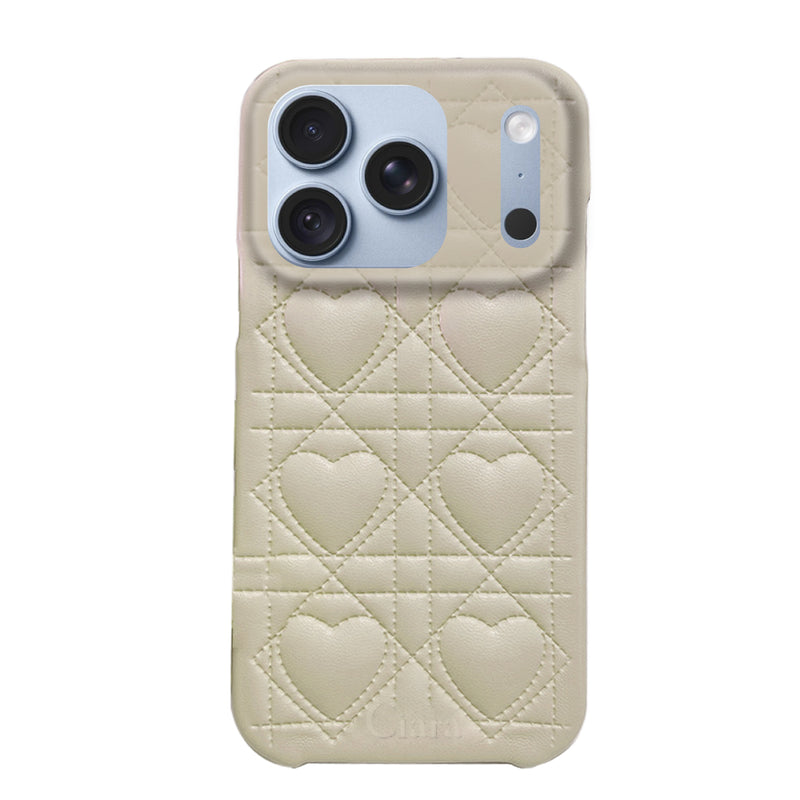 iPhoneケース ハートキルティング PUレザーケース ロゴ