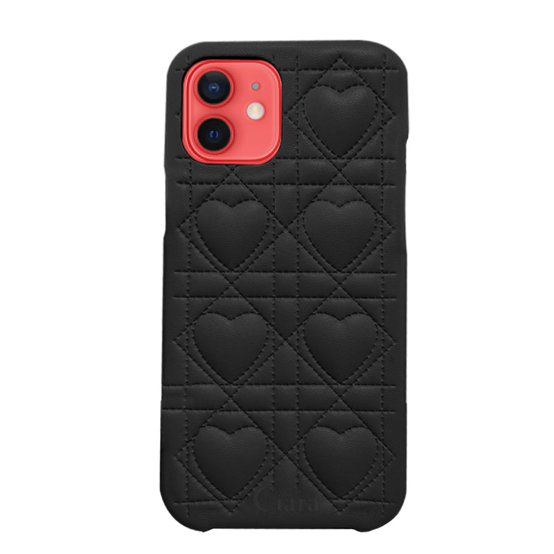 iPhoneケース ハートキルティング PUレザーケース ロゴ