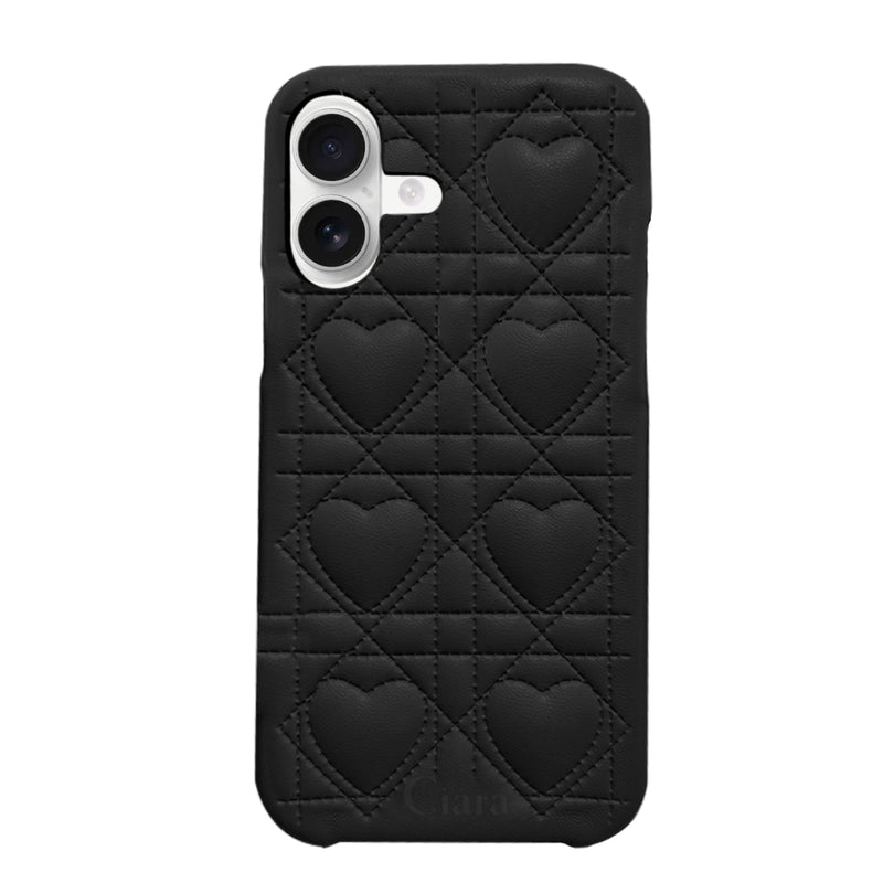 iPhoneケース ハートキルティング PUレザーケース ロゴ