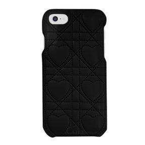 iPhone7/8/SE2/SE3 ハートキルティングPU レザーケース ロゴ ブラック