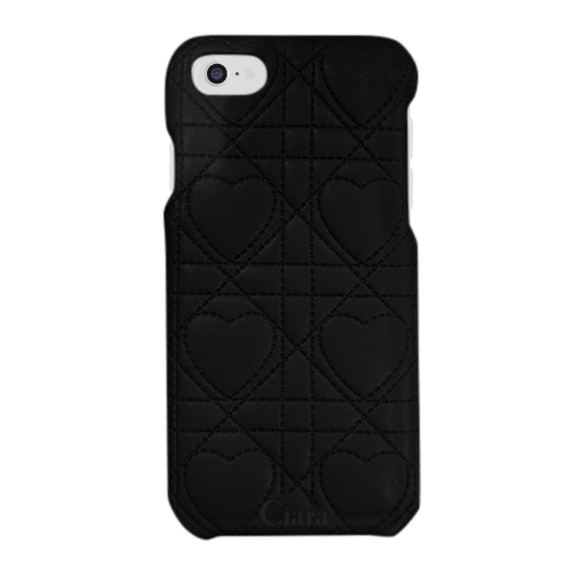 iPhoneケース ハートキルティング PUレザーケース ロゴ