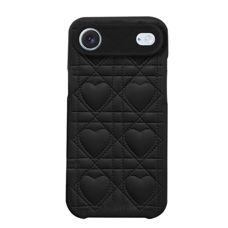 iPhoneケース ハートキルティング PUレザーケース ロゴ