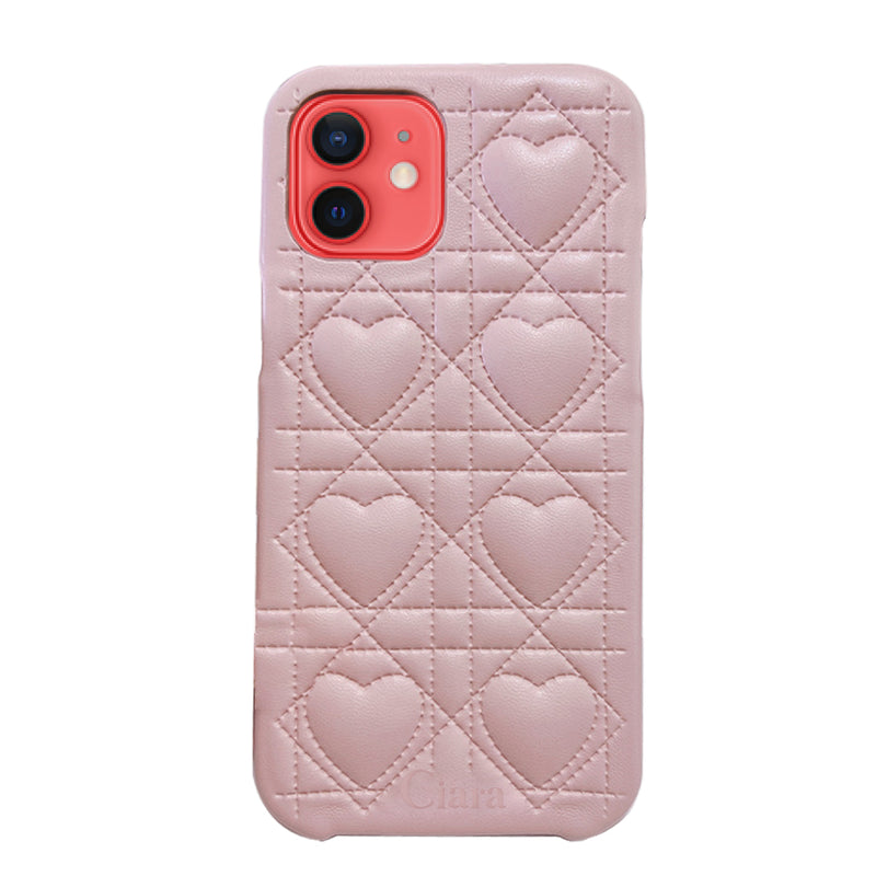 iPhoneケース ハートキルティング PUレザーケース ロゴ