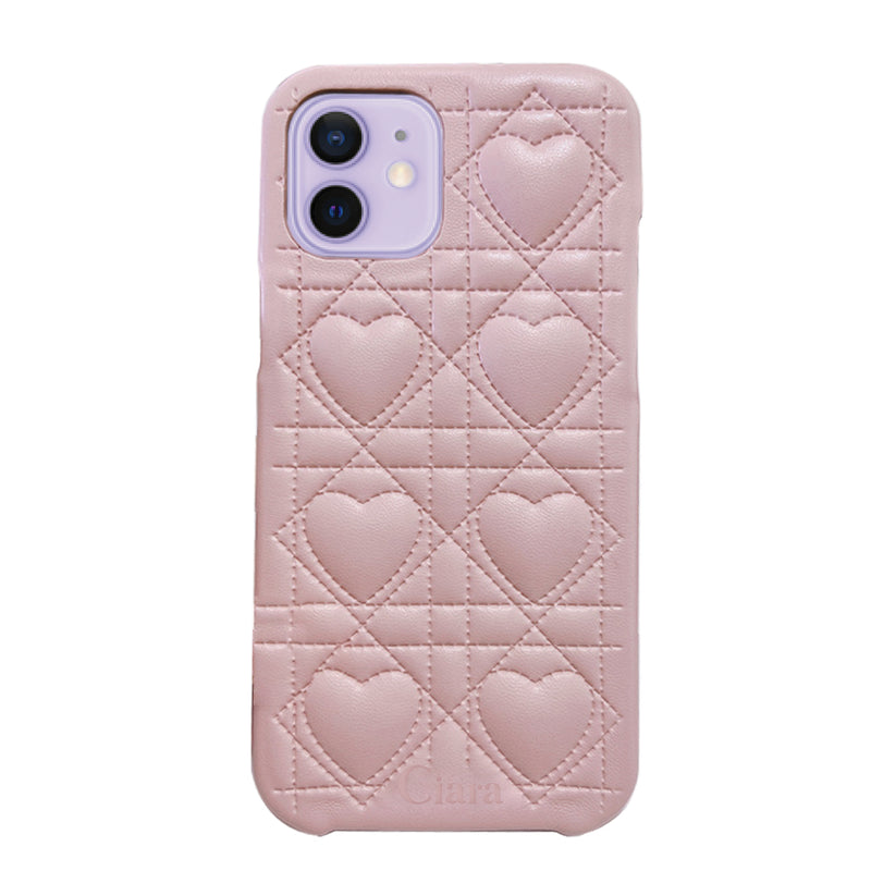 iPhoneケース ハートキルティング PUレザーケース ロゴ