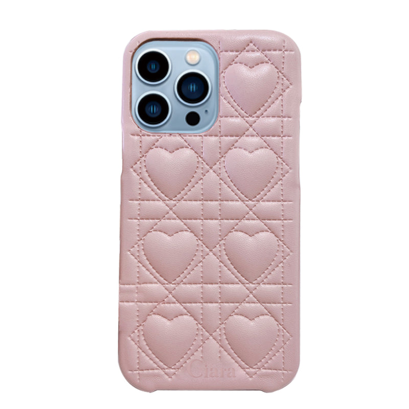 iPhoneケース ハートキルティング PUレザーケース ロゴ