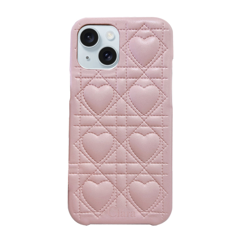 iPhoneケース ハートキルティング PUレザーケース ロゴ