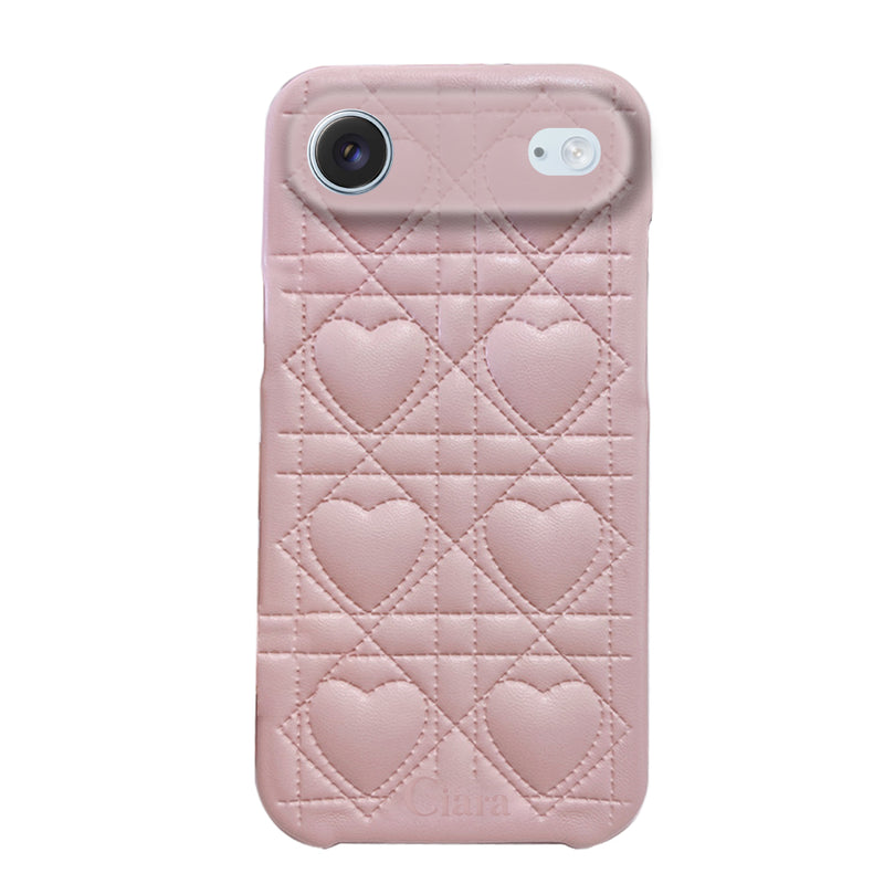 iPhoneケース ハートキルティング PUレザーケース ロゴ