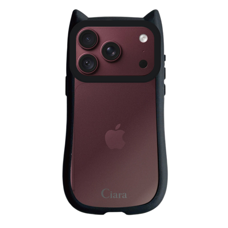 iPhoneケース ネコミミ 耐衝撃グリップ クリアケース ロゴ