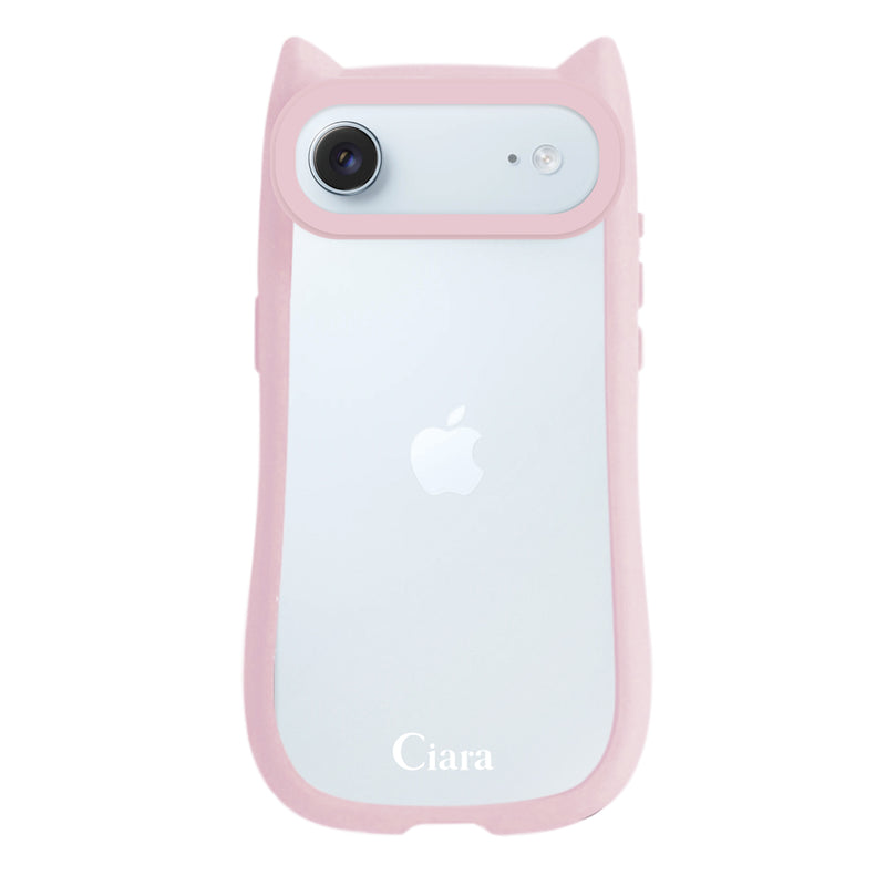 iPhoneケース ネコミミ 耐衝撃グリップ クリアケース ロゴ