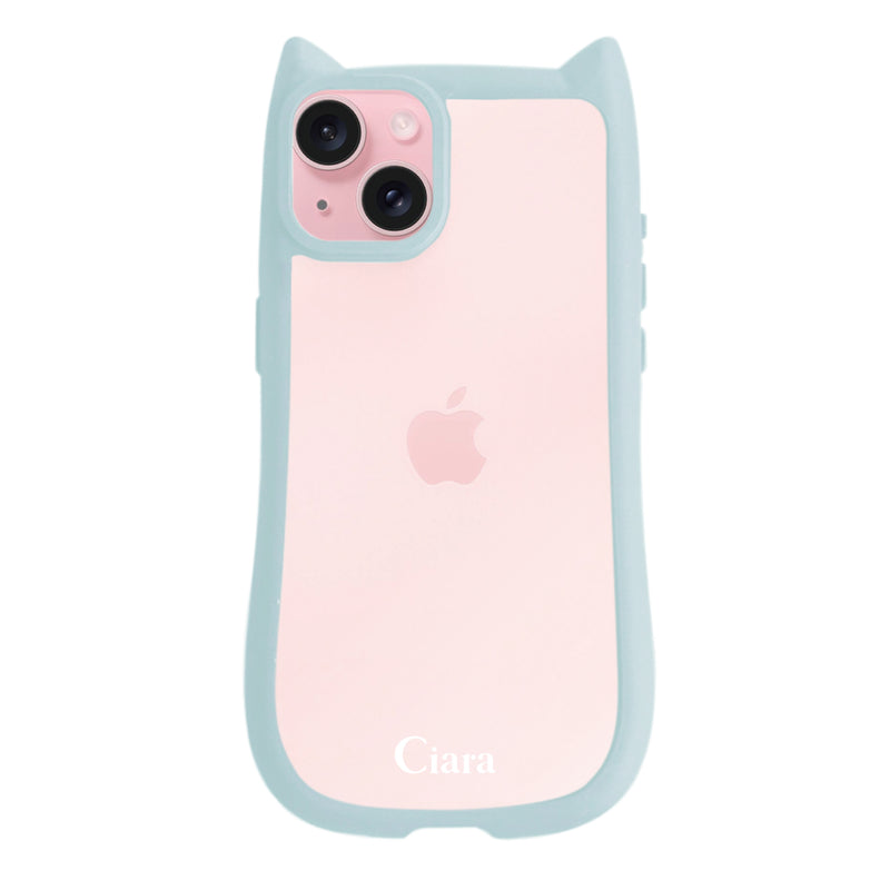 iPhoneケース ネコミミ 耐衝撃グリップ クリアケース ロゴ