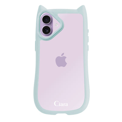 iPhoneケース ネコミミ 耐衝撃グリップ クリアケース ロゴ