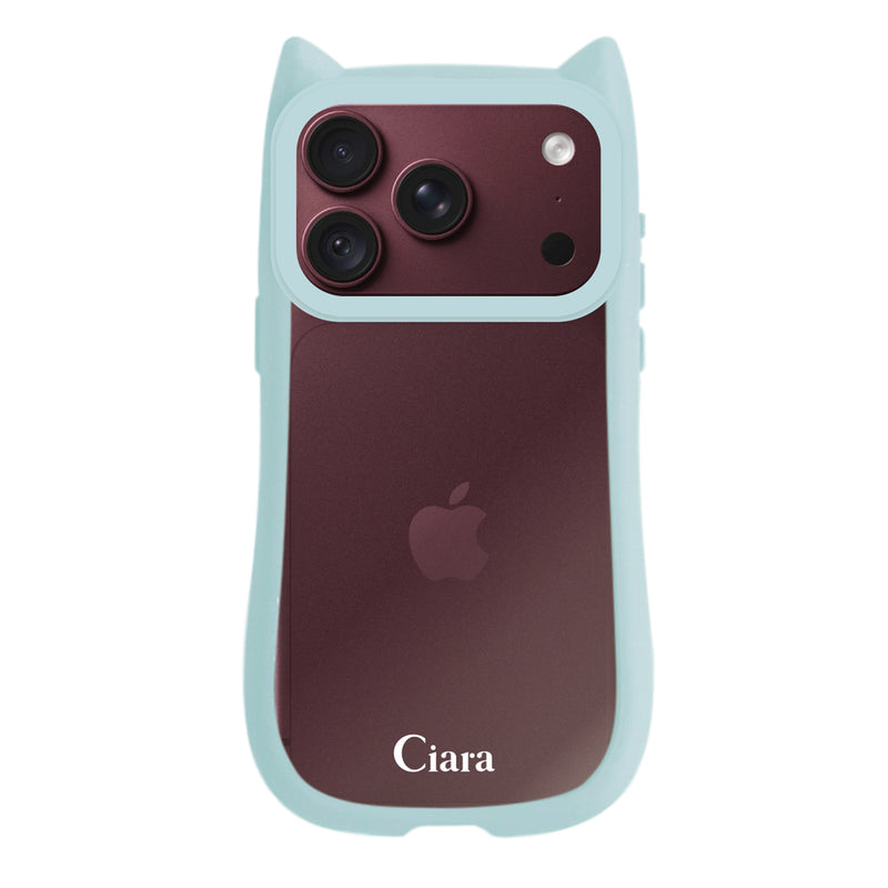 iPhoneケース ネコミミ 耐衝撃グリップ クリアケース ロゴ