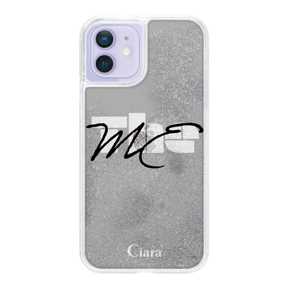 iPhone12/12Proケース グリッター オイルクリアケース テーマ ブラック