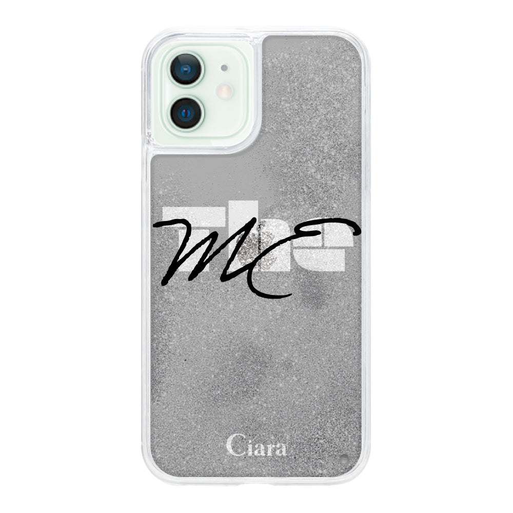 iPhone12miniケース グリッター オイルクリアケース テーマ ブラック