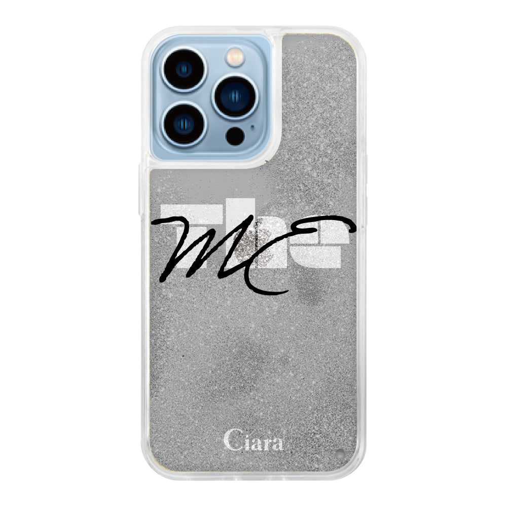 iPhone13ProMaxケース グリッター オイルクリアケース テーマ ブラック