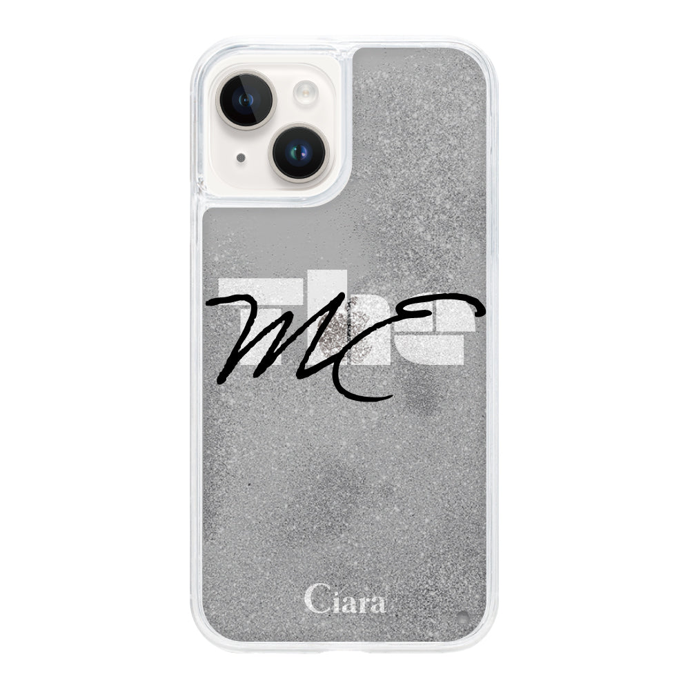 iPhone14ケース グリッター オイルクリアケース テーマ ブラック