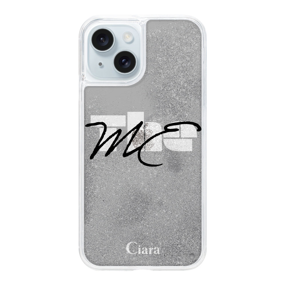 iPhone15Plusケース グリッター オイルクリアケース テーマ ブラック