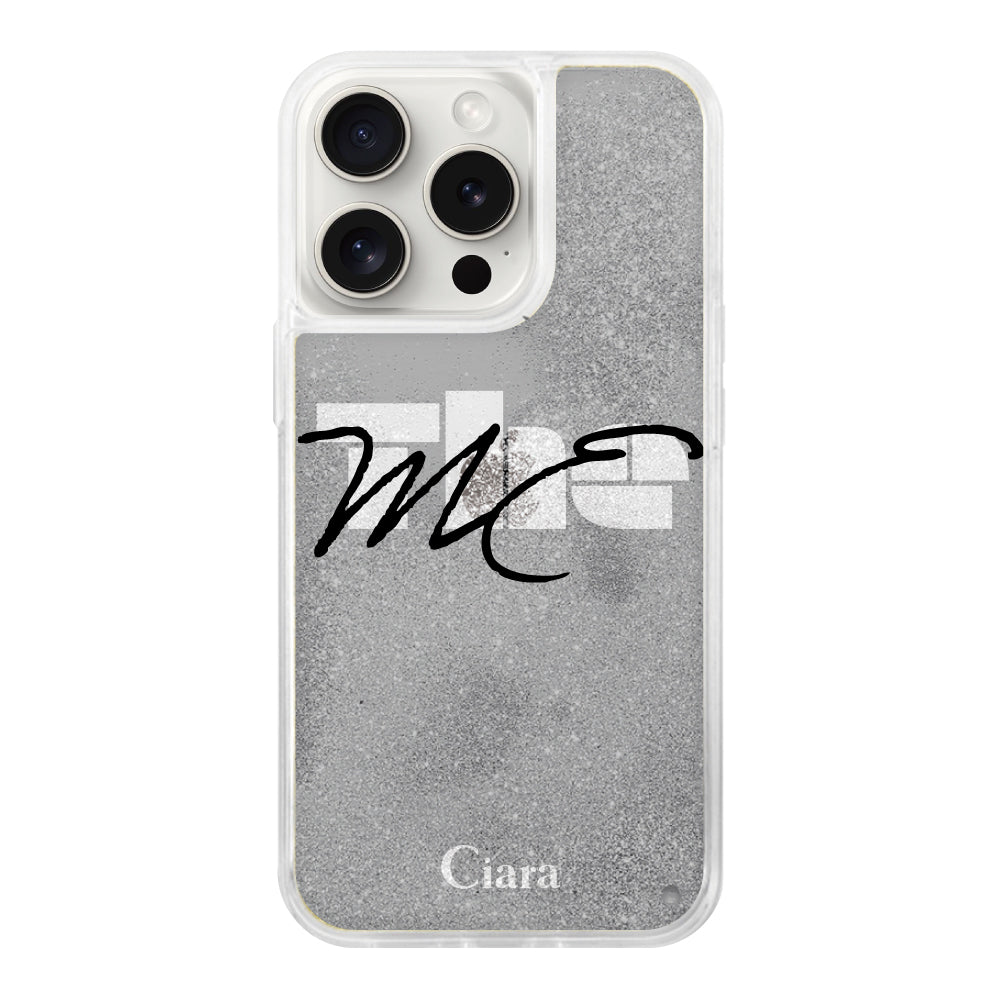 iPhone15ProMaxケース グリッター オイルクリアケース テーマ ブラック