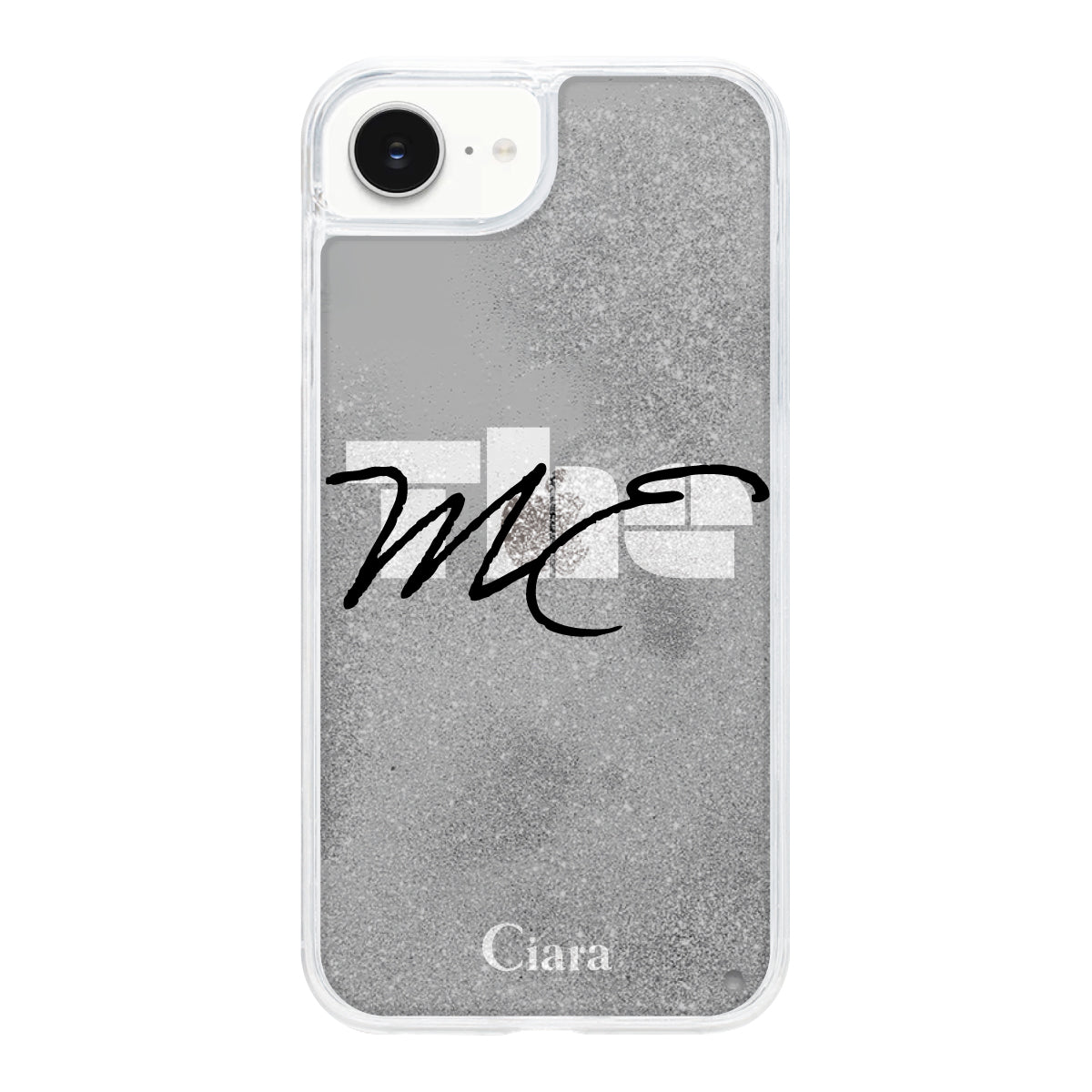 iPhone16e グリッター オイルクリアケース テーマ ブラック