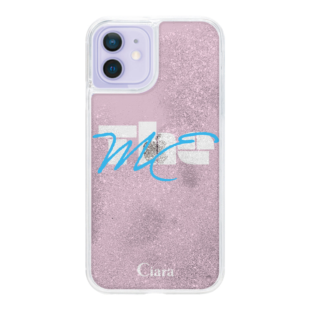 iPhone12/12Proケース グリッター オイルクリアケース テーマ ピンク