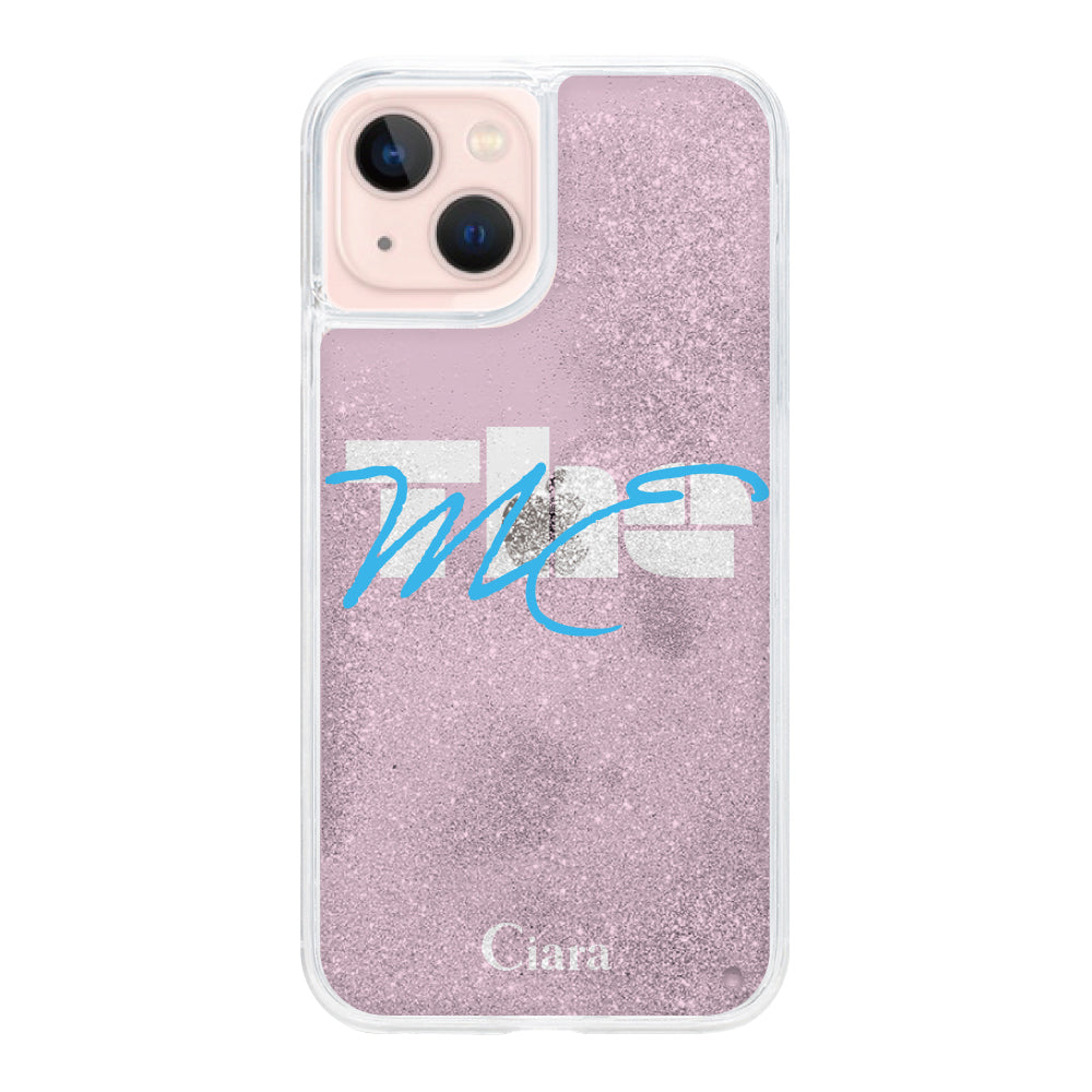iPhone13ケース グリッター オイルクリアケース テーマ ピンク