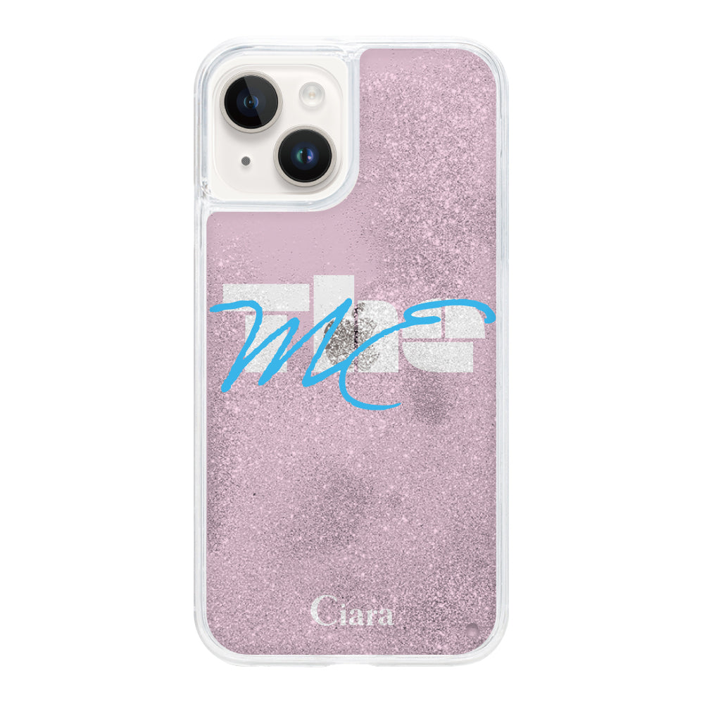 iPhone14ケース グリッター オイルクリアケース テーマ ピンク
