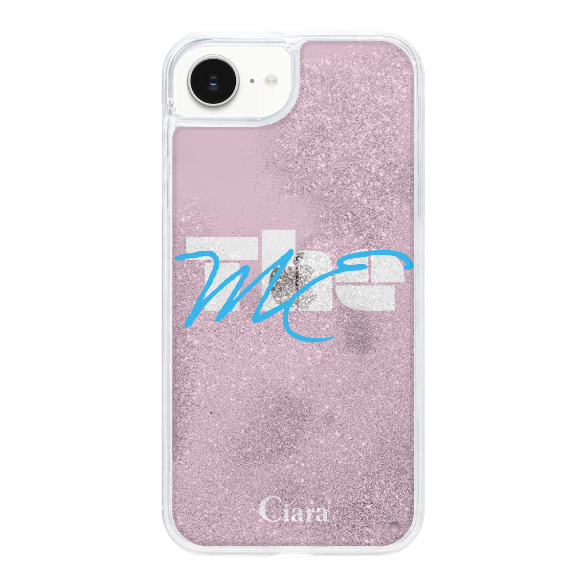 iPhone16e グリッター オイルクリアケース テーマ ピンク