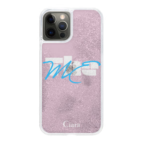 iPhoneX/XS グリッター オイルクリアケース テーマ ピンク
