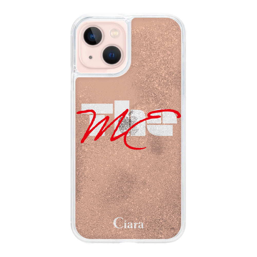 iPhone13ケース グリッター オイルクリアケース テーマ オレンジ