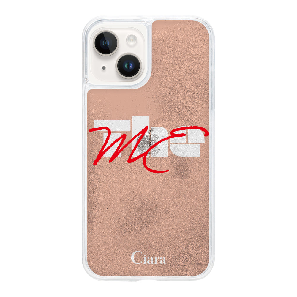 iPhone14ケース グリッター オイルクリアケース テーマ オレンジ