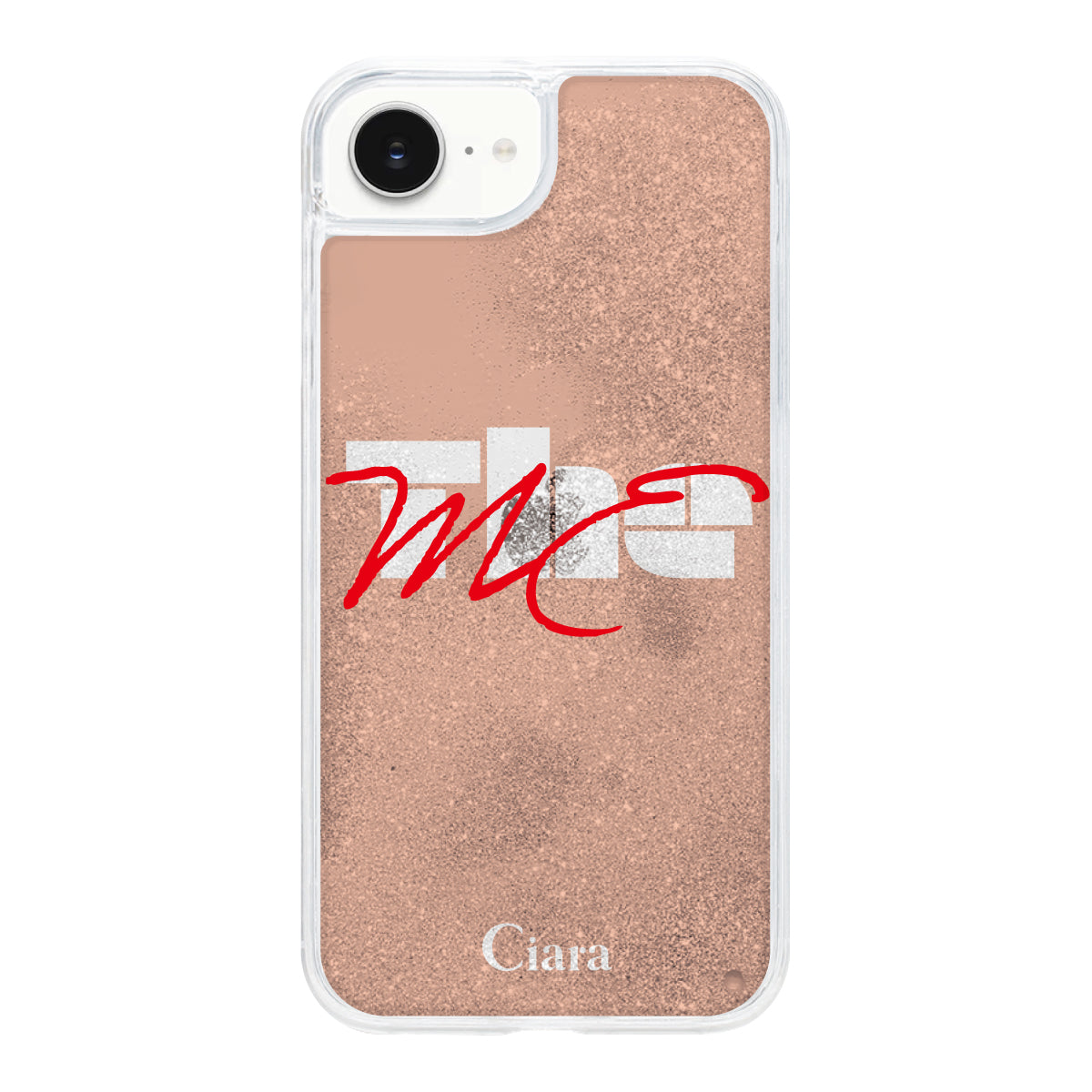 iPhone16e グリッター オイルクリアケース テーマ オレンジ