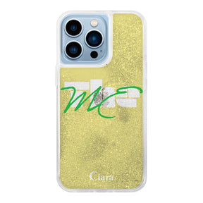 iPhone13ProMax グリッター オイルクリアケース テーマ イエロー