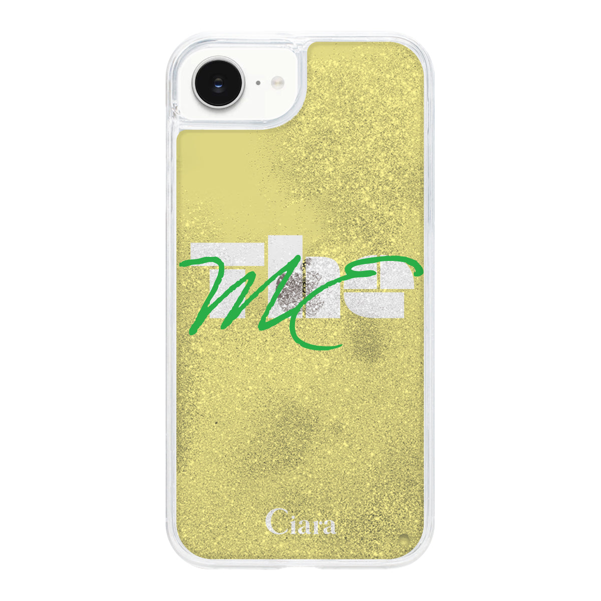 iPhone16e グリッター オイルクリアケース テーマ イエロー