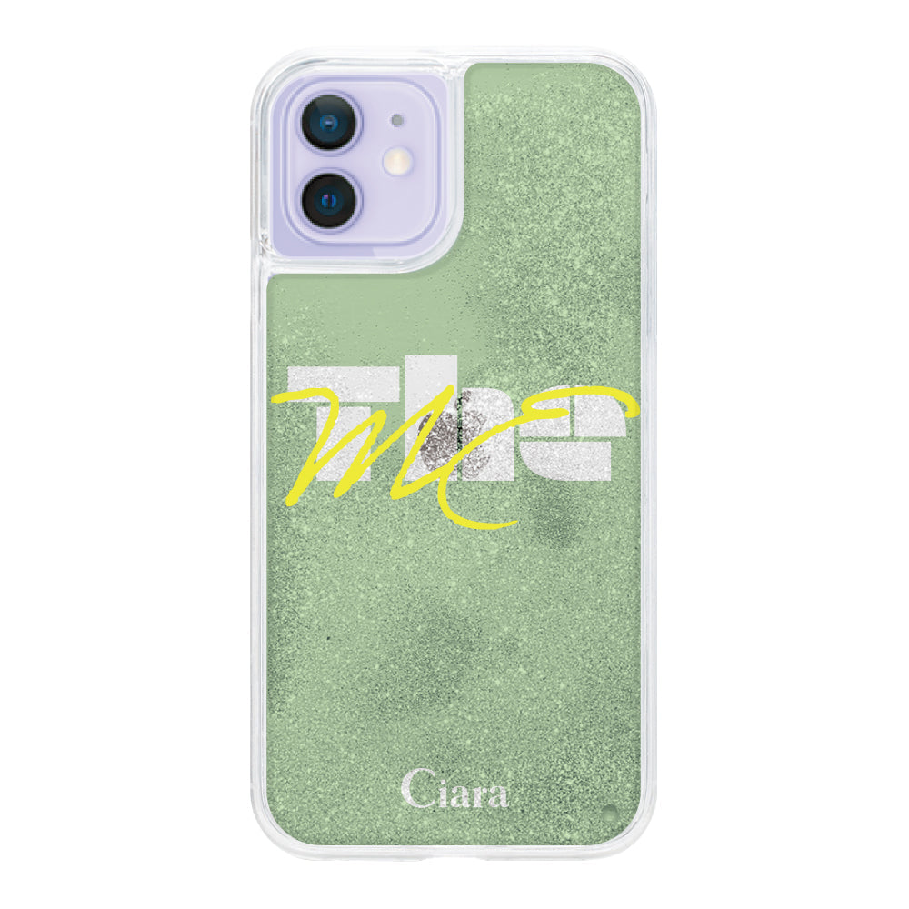 iPhone12/12Proケース グリッター オイルクリアケース テーマ グリーン