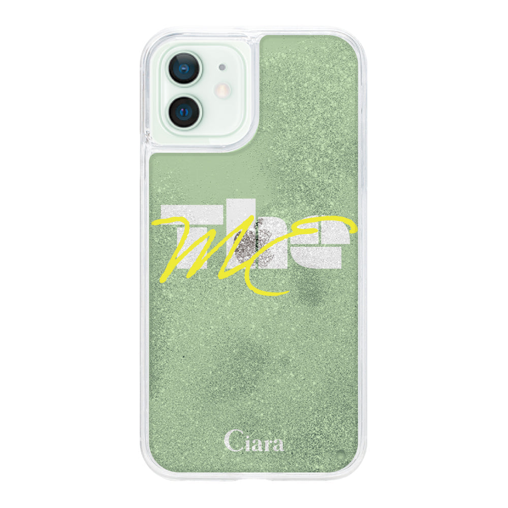 iPhone12miniケース グリッター オイルクリアケース テーマ グリーン