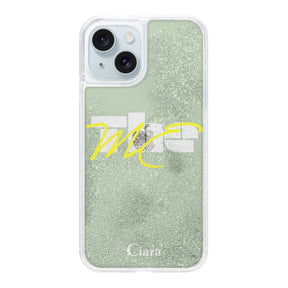 iPhone15Plus グリッター オイルクリアケース テーマ グリーン