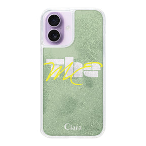 iPhone17 グリッター オイルクリアケース テーマ グリーン
