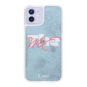 iPhone12/12Pro グリッター オイルクリアケース テーマ ブルー