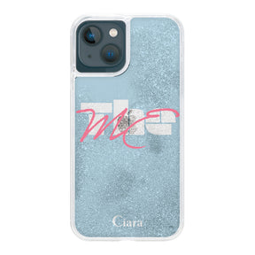 iPhone13mini グリッター オイルクリアケース テーマ ブルー