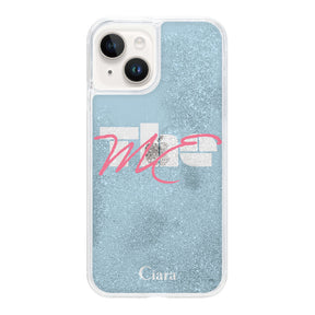 iPhone14 グリッター オイルクリアケース テーマ ブルー