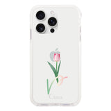 iPhone16ProMax クッションバンパー 耐衝撃クリアケース チューリップ ピンク